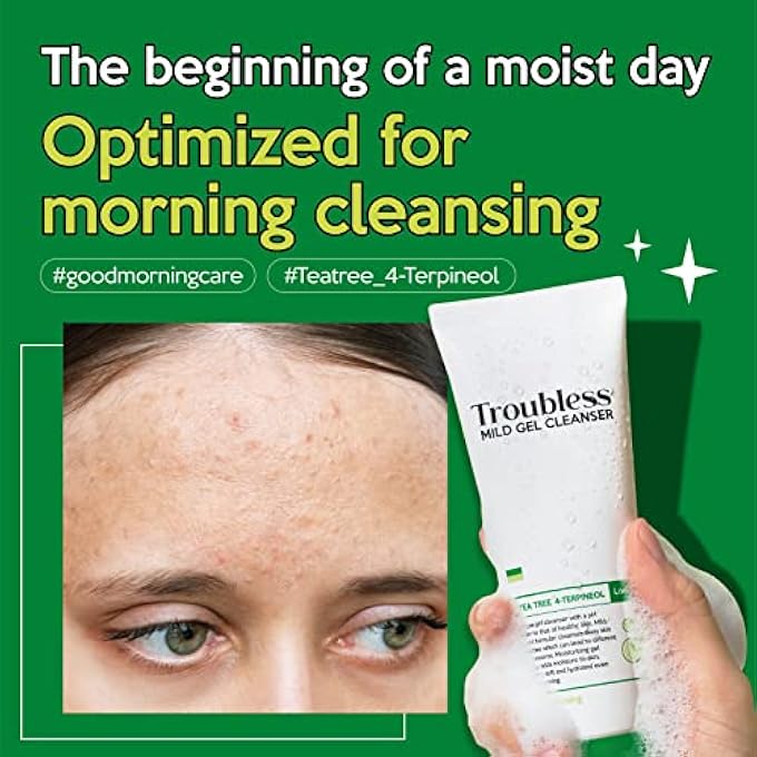 Troubless MILD GEL CLEANSER - TEA TREE GENTLE FACE WASH/LIQUID FACIAL SOAP/SEBUM CONTROL & PH BALANCING/KOREAN SKIN CARE (4.05 FL OZ,120ML) - Image 4